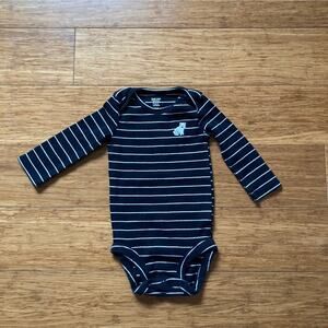 Carter’s Blak Striped Baby Boy Onesie, Size 9M